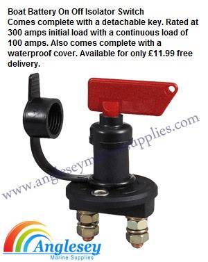 Boat marine battery isolator switch