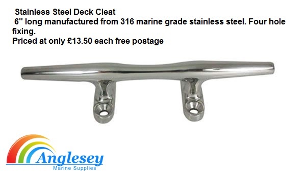 Stainless steel boat deck cleat 6&quot; long