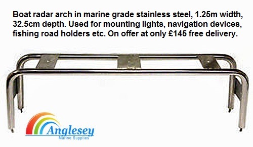 Boat radar arch stainless steel 1.25m wide
