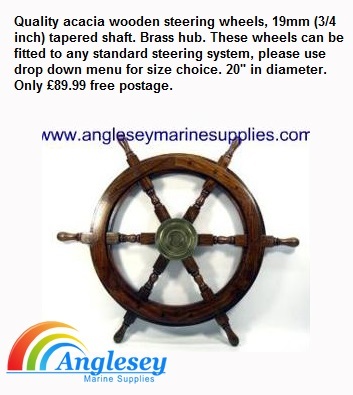 20&quot; acacia wooden boat steering wheel