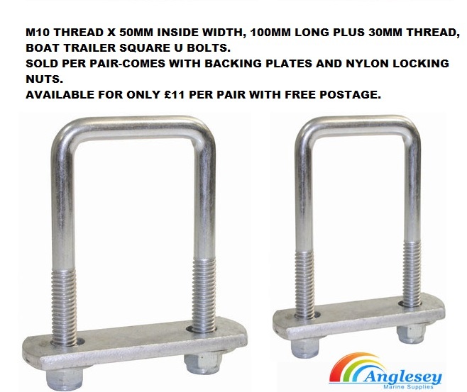 PAIR 100MM X 50MM SQUARE U BOLTS