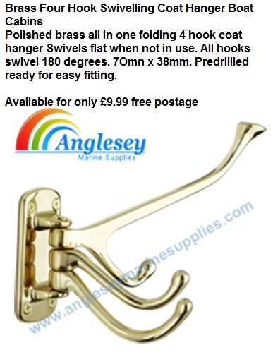 Boat cabin brass coat hook 4 hanger
