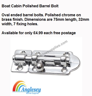 Boat cabin polished barrel bolt