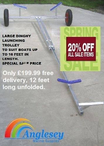 Large dinghy launching trolley, 12ft unfolded