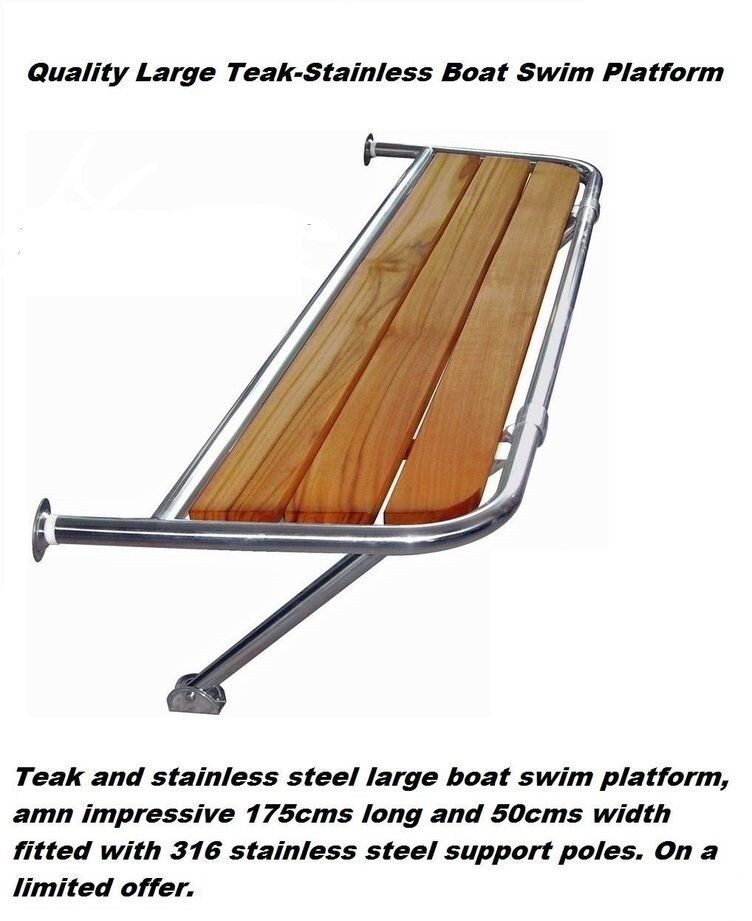 Boat Swim Platform Teak Stainless Steel Large