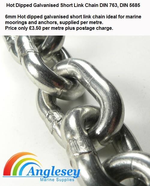 Hot Dipped Galvanised Short Link Chain DIN 763, DIN 5685  6mm Hot dipped galvanised short link