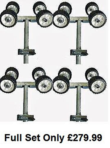 Set Of Four 4 Roller Carriages On Poles And Split Clamps