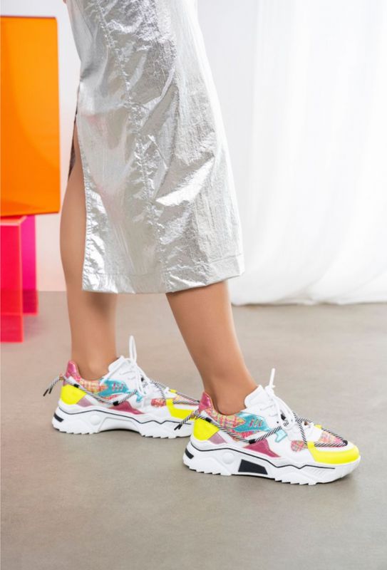 DWRS Jupiter sneaker tweed pink yellow