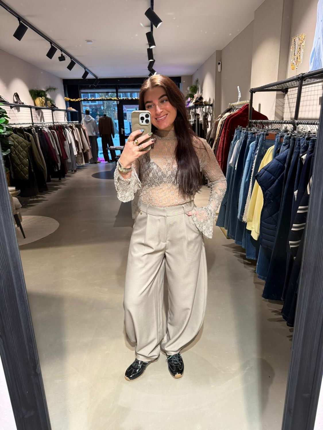 Nina pantalon barrel model light taupe