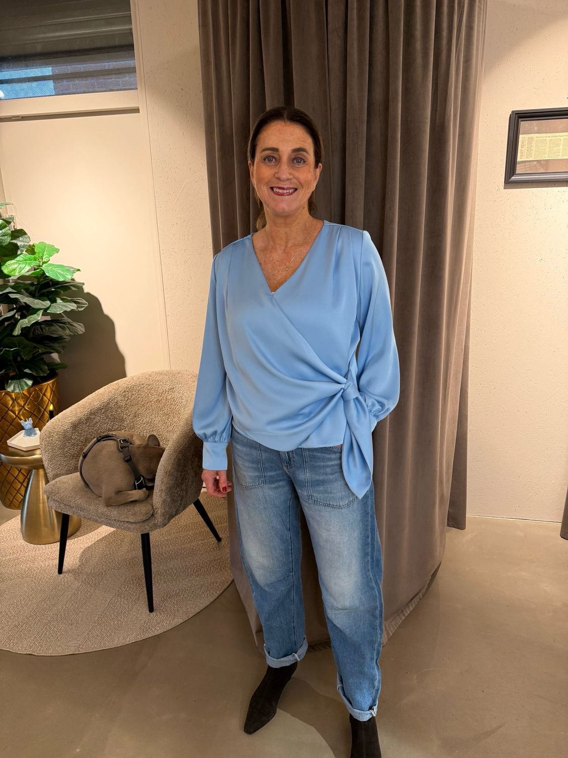 Esther overslag blouse blue