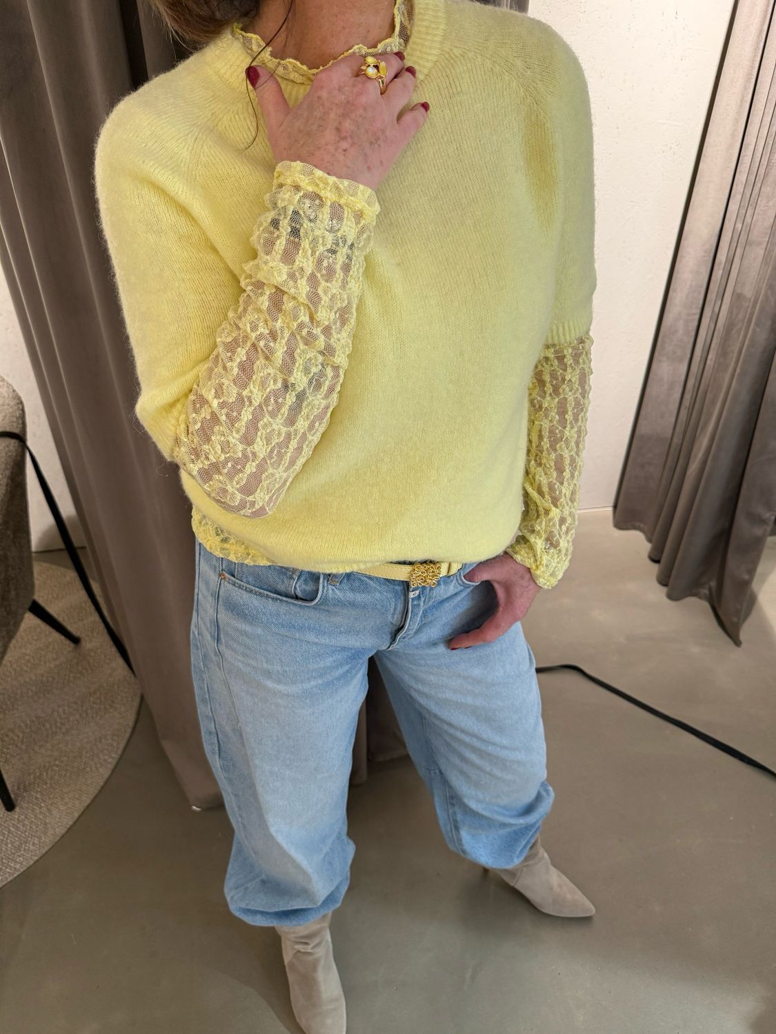 Charlot lace longsleeve yellow