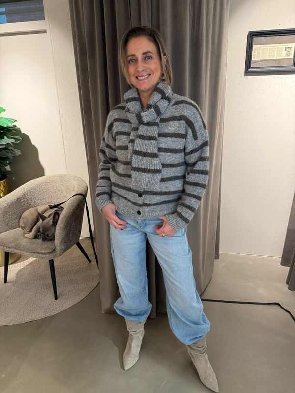 Amber vest met sjaal grey/brown