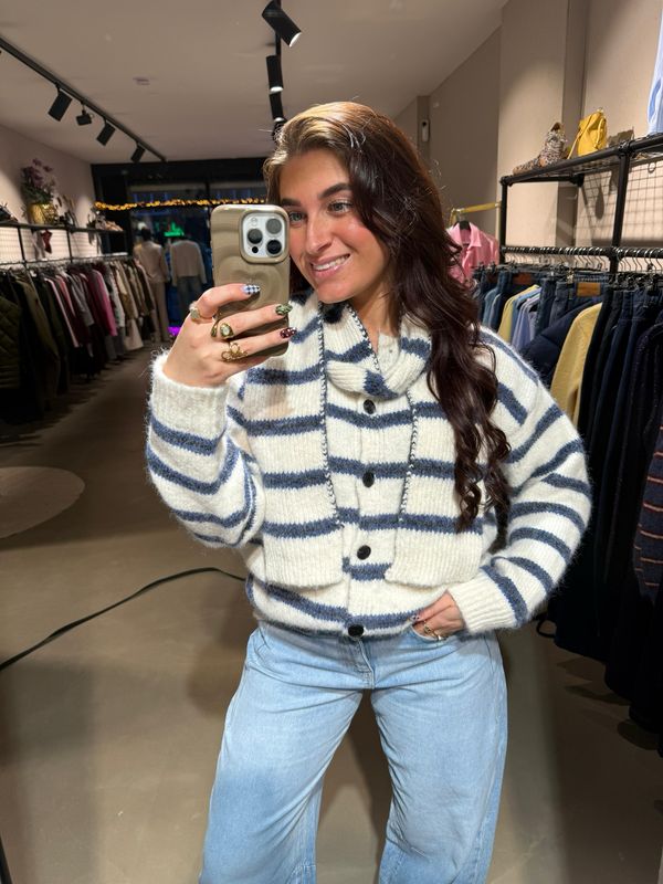 Amber vest met sjaal white/blue