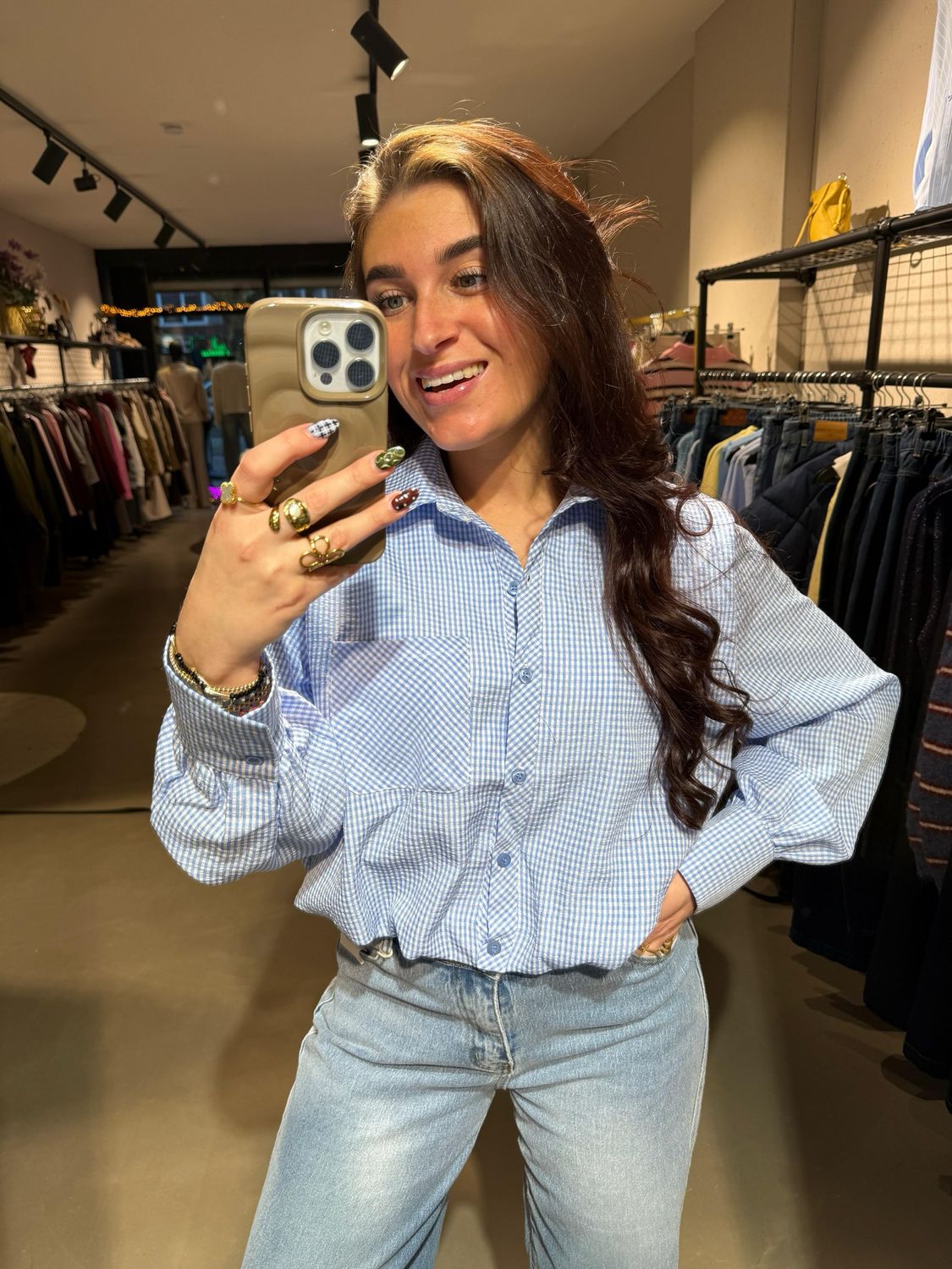 Sara cropped blouse in blue