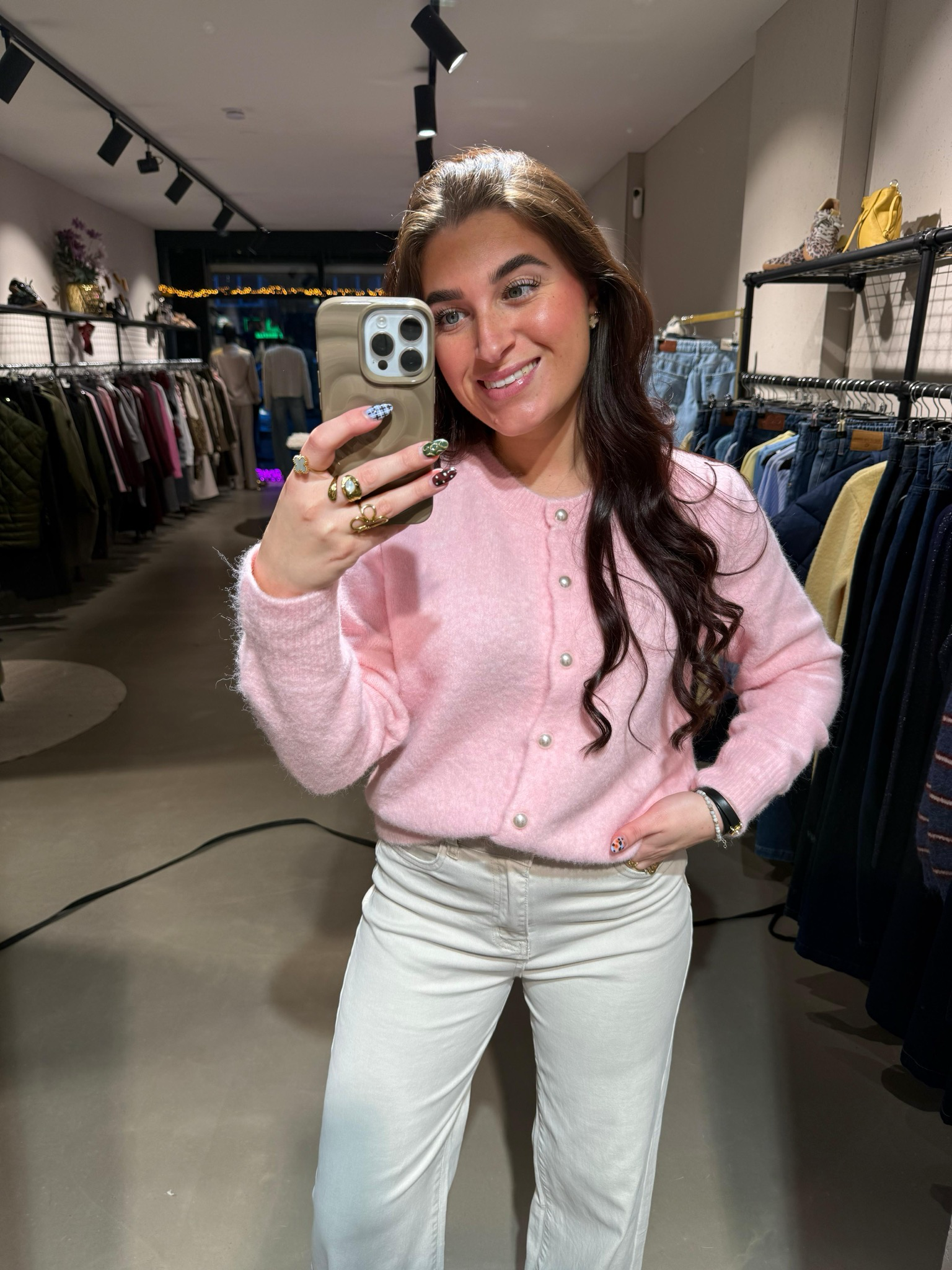 Danielle wideleg jeans beige