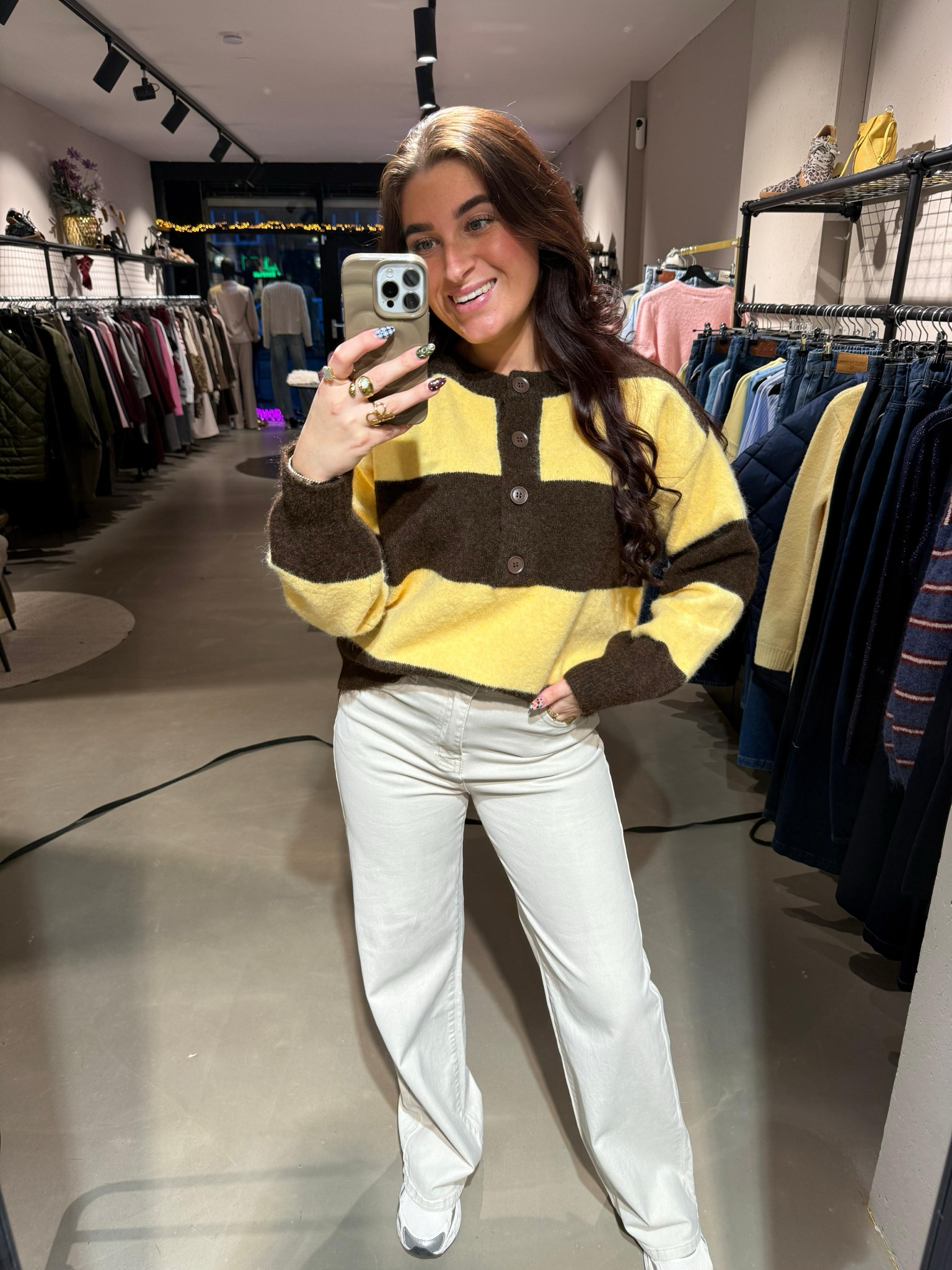 Danielle wideleg jeans beige