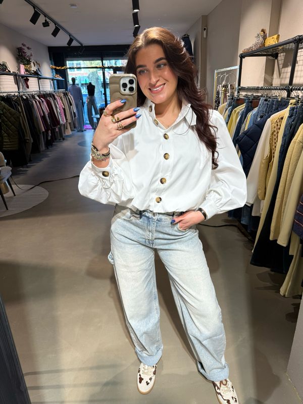 Elly witte blouse met pofmouw