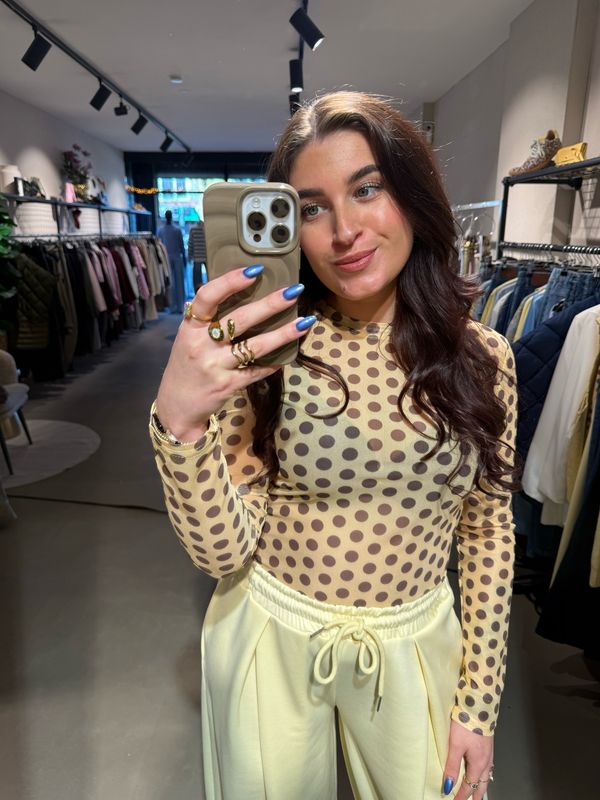 Dot longsleeve butter yellow brown