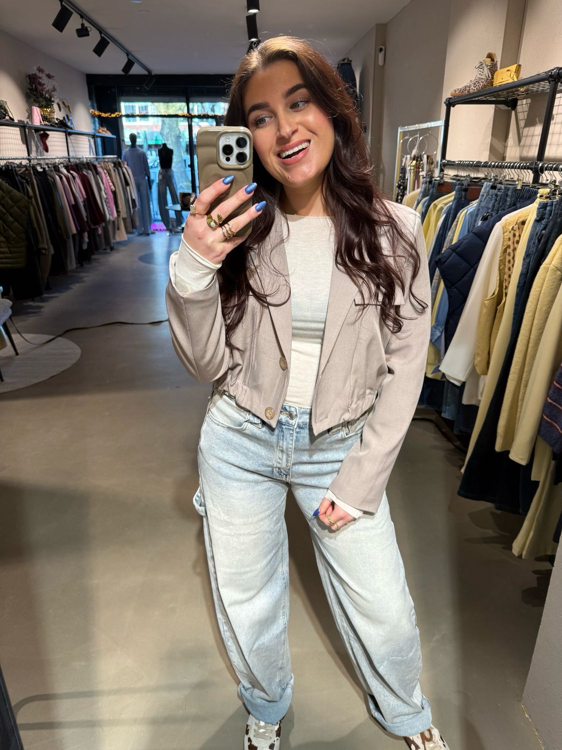 Puck korte blazer taupe