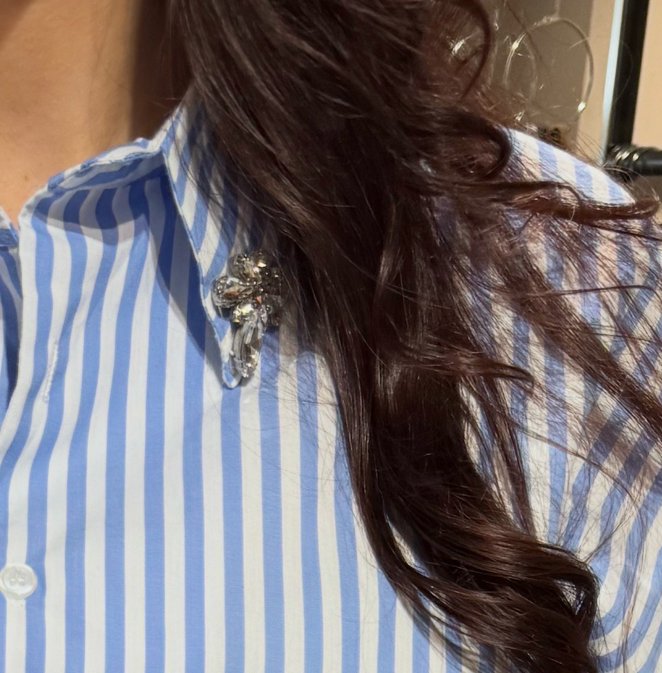 Feline blouse wit/blauw gestreept