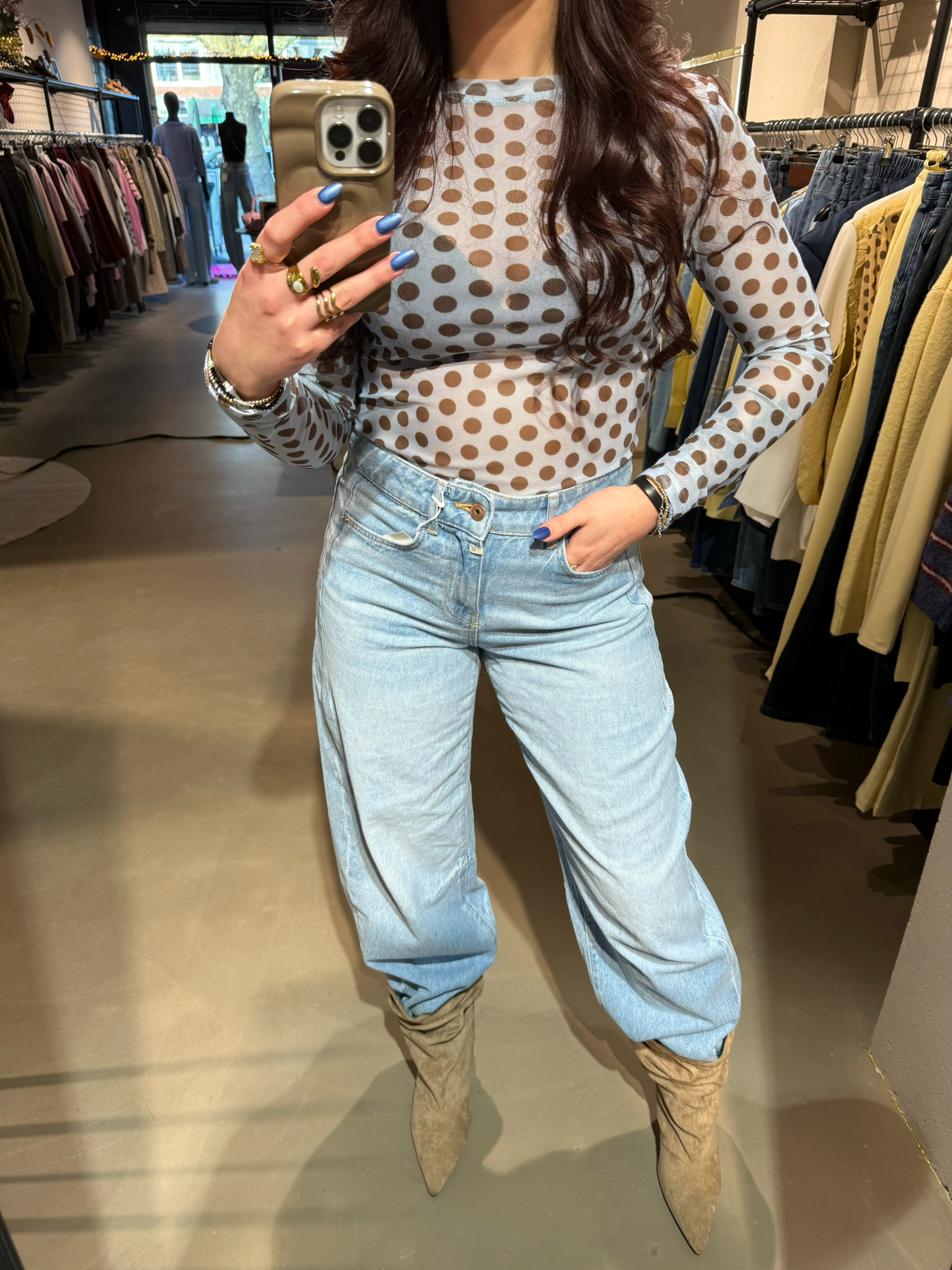 Dot longsleeve baby blue