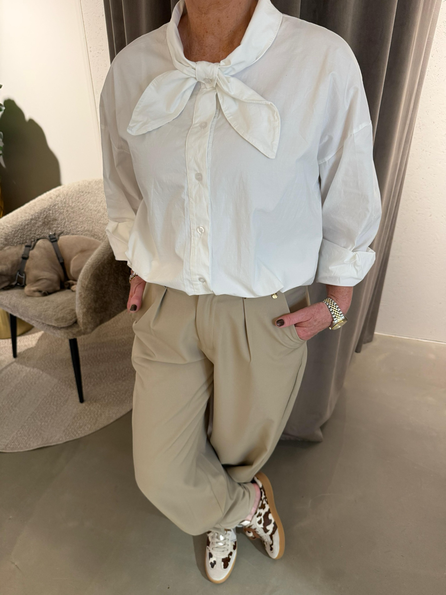 Bo witte strik blouse