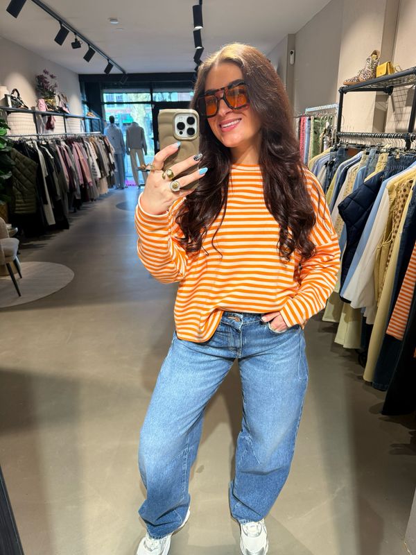 Lara longsleeve oranje streep