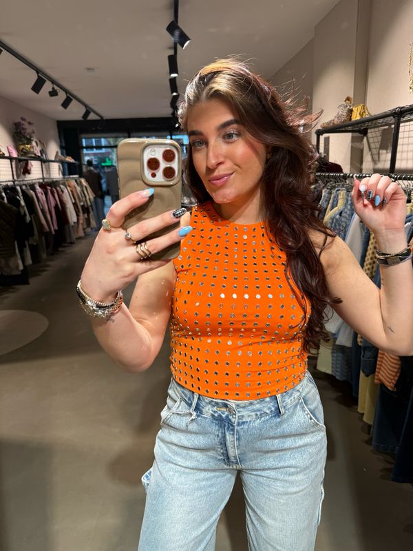 Emilia top met studs orange