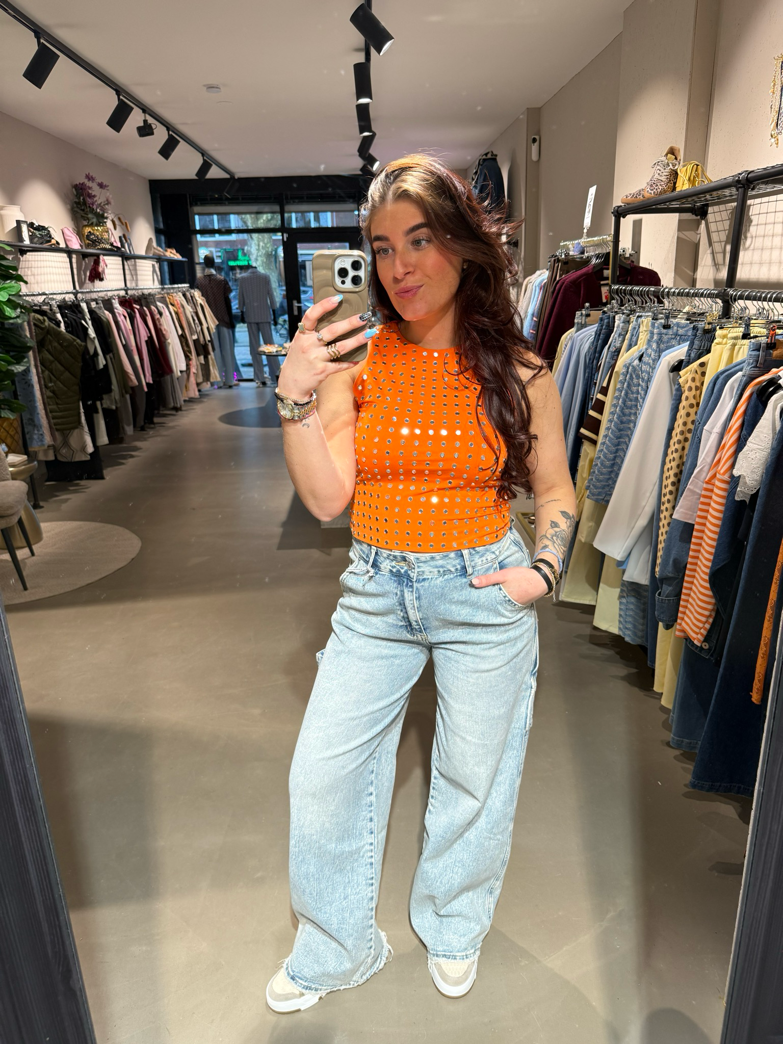 Emilia top met studs orange