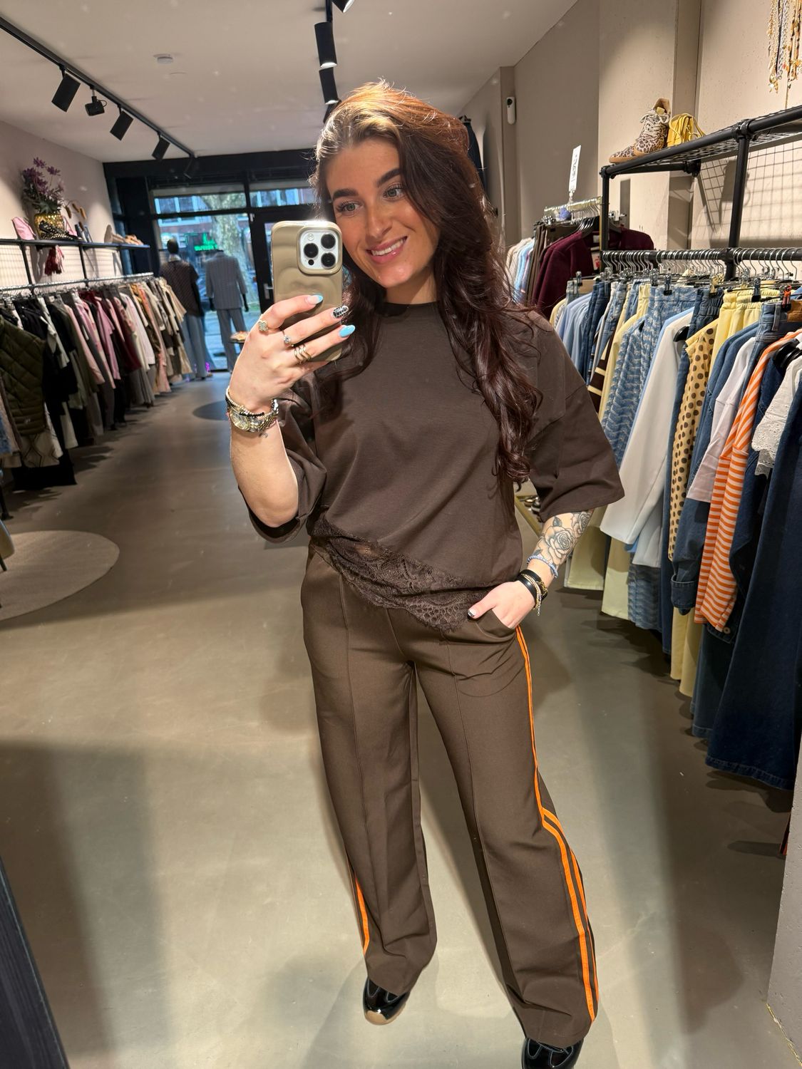 Ivy lace t-shirt brown