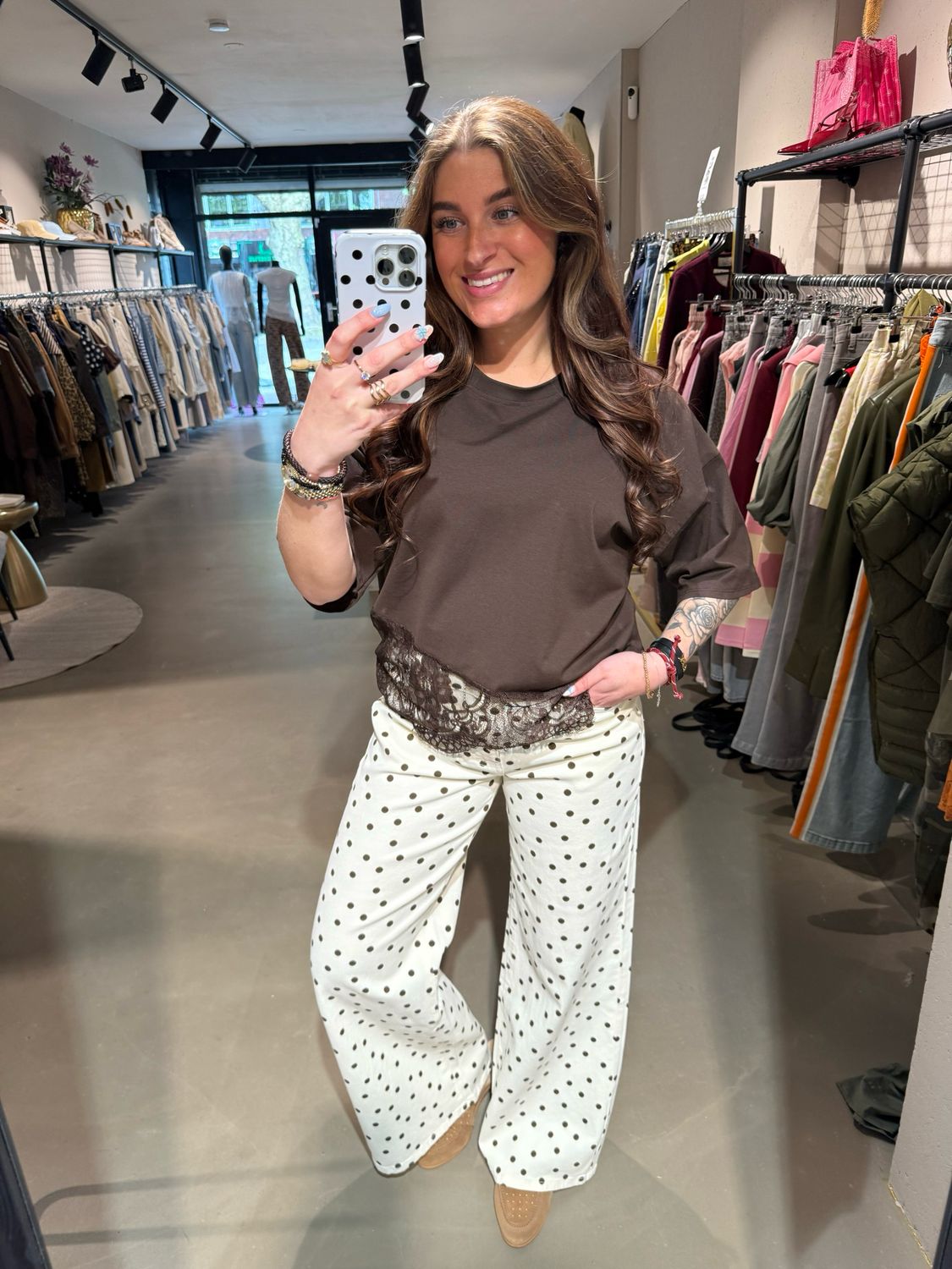 Ivy lace t-shirt brown