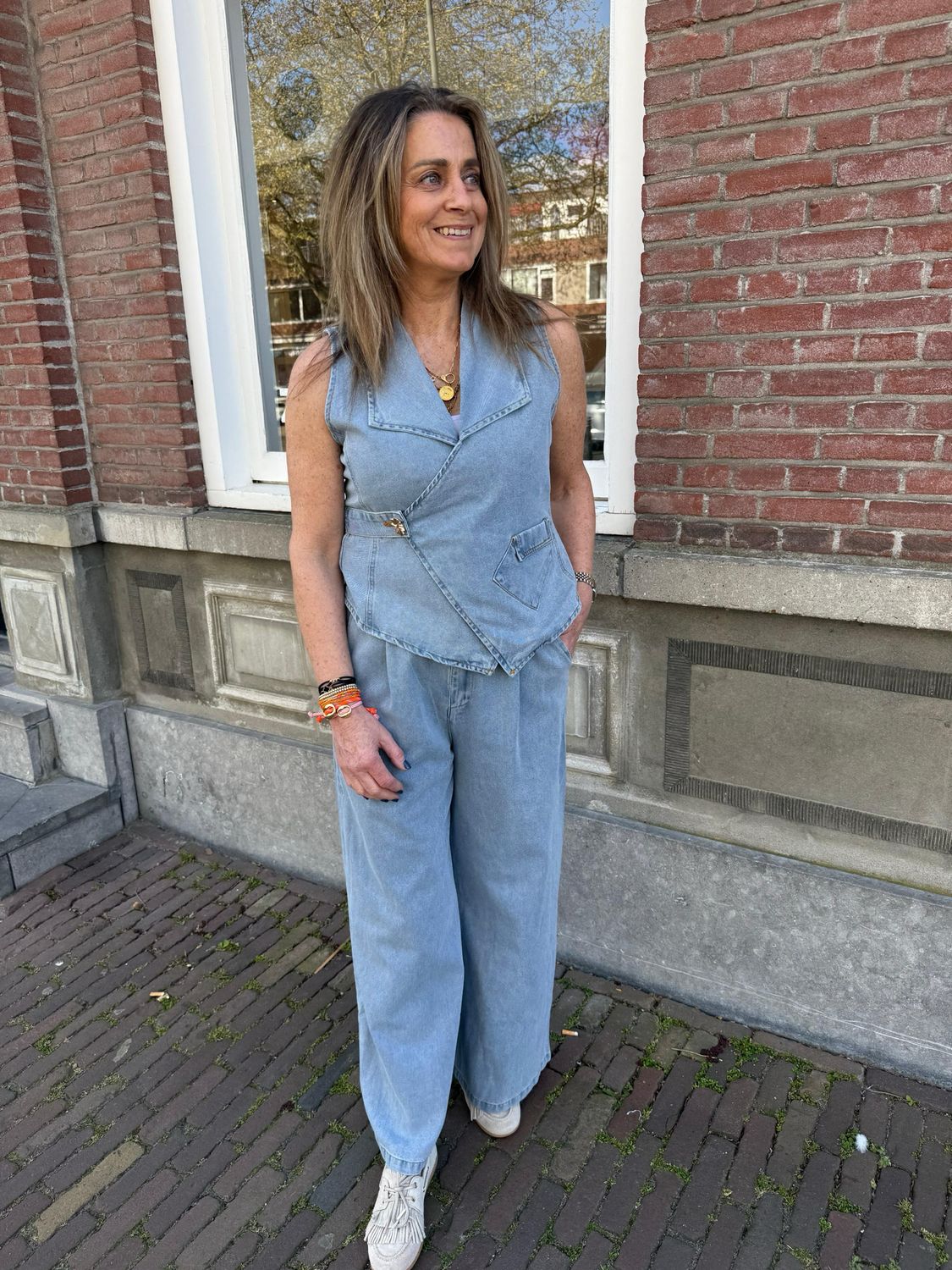 YARA jeans co-ord set gilet en wide jeans YARA jeans co-ord set gilet en wide jeans