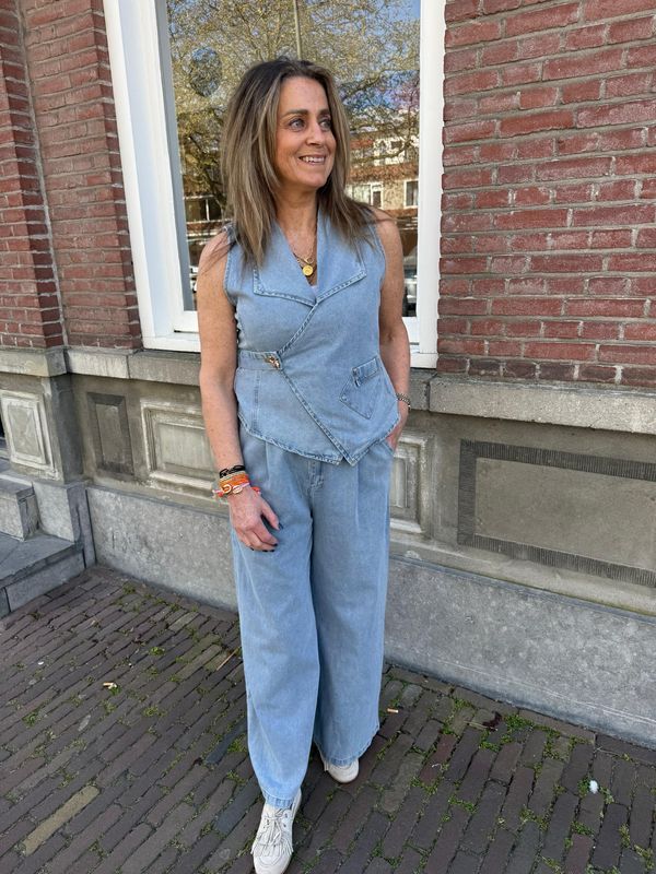 YARA jeans co-ord set gilet en wide jeans