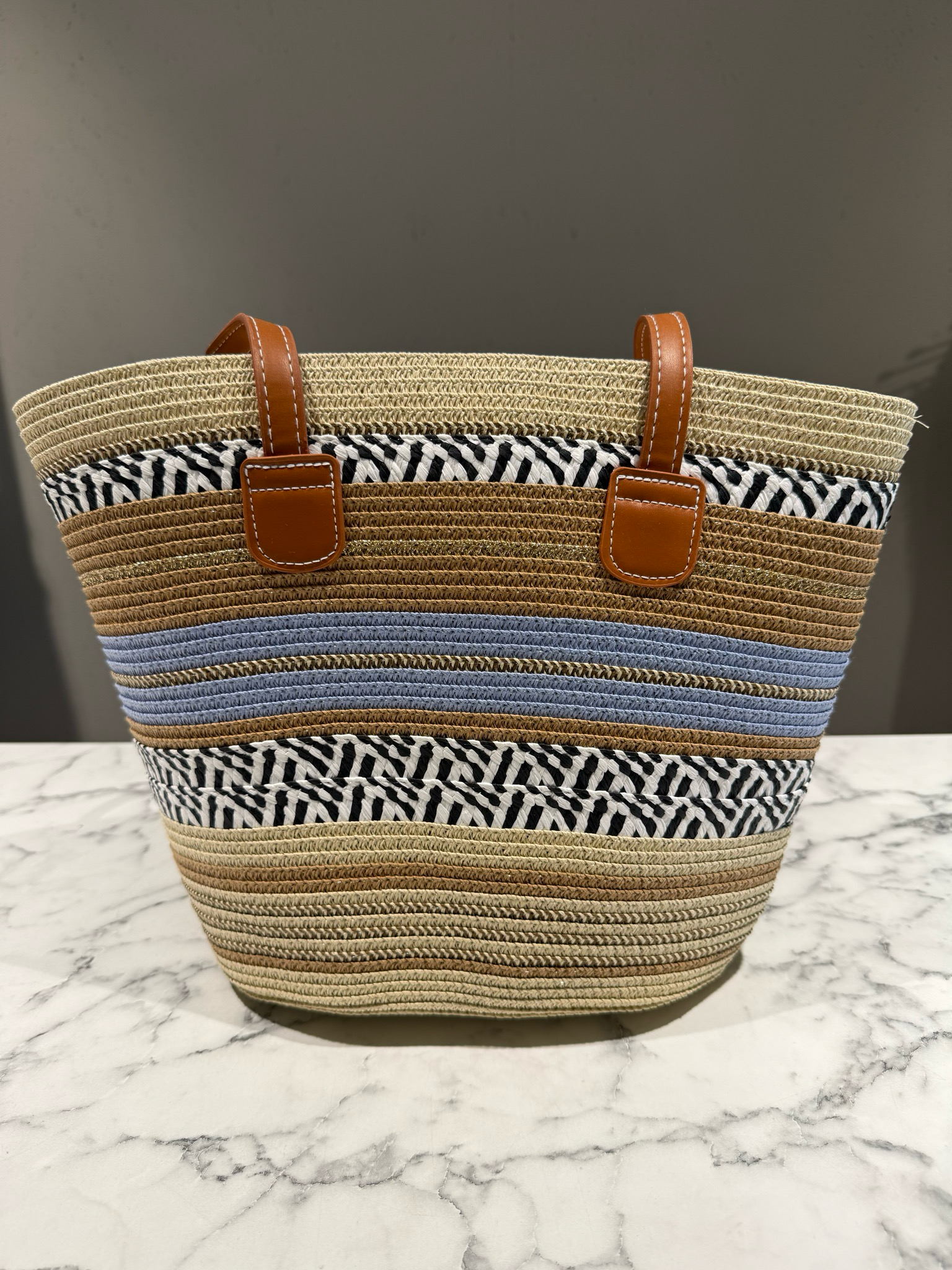 Lauri beach bag beige blue