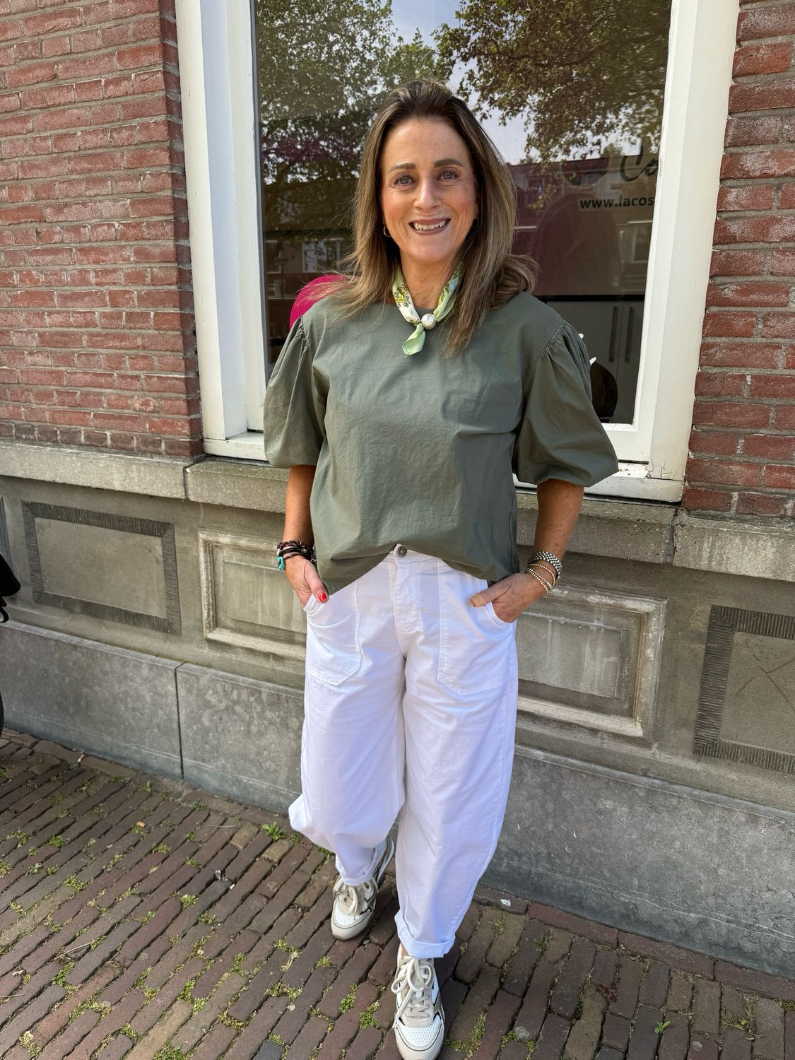 Lot blouse met pofmouw army green