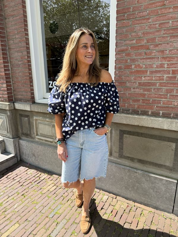 Evi polka dot blouse blue white