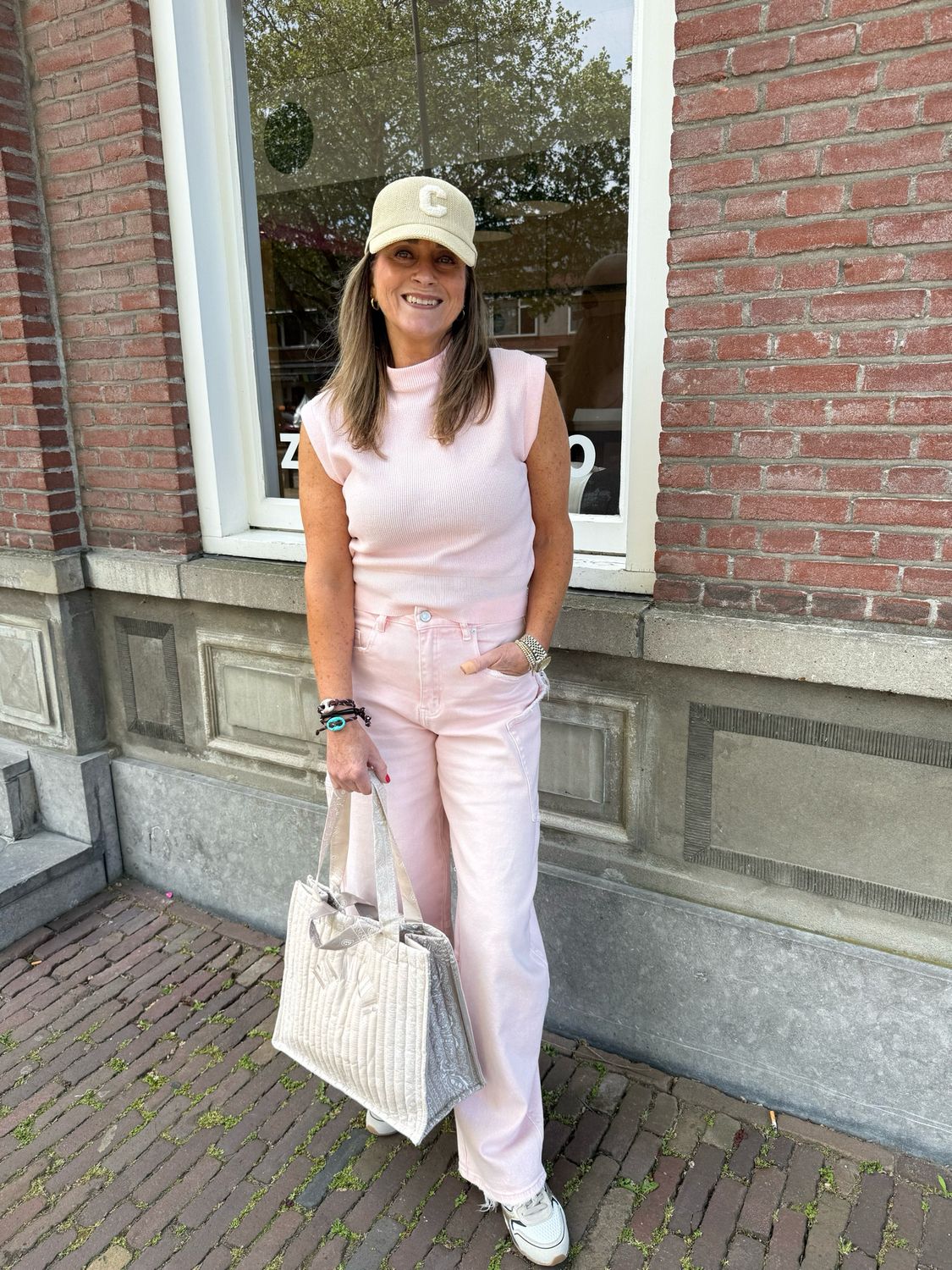 Zoë knit top mouwloos roze