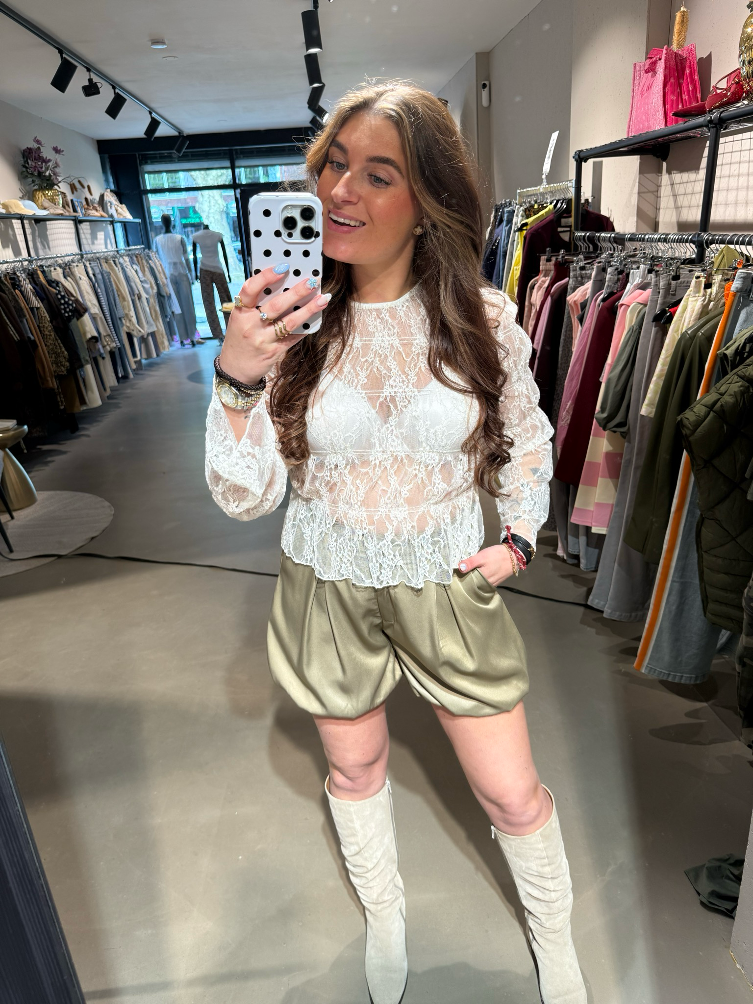 Juul skort cropped balloon green satijn