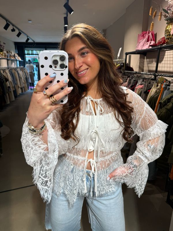 Georgie lace festival blouse met strik