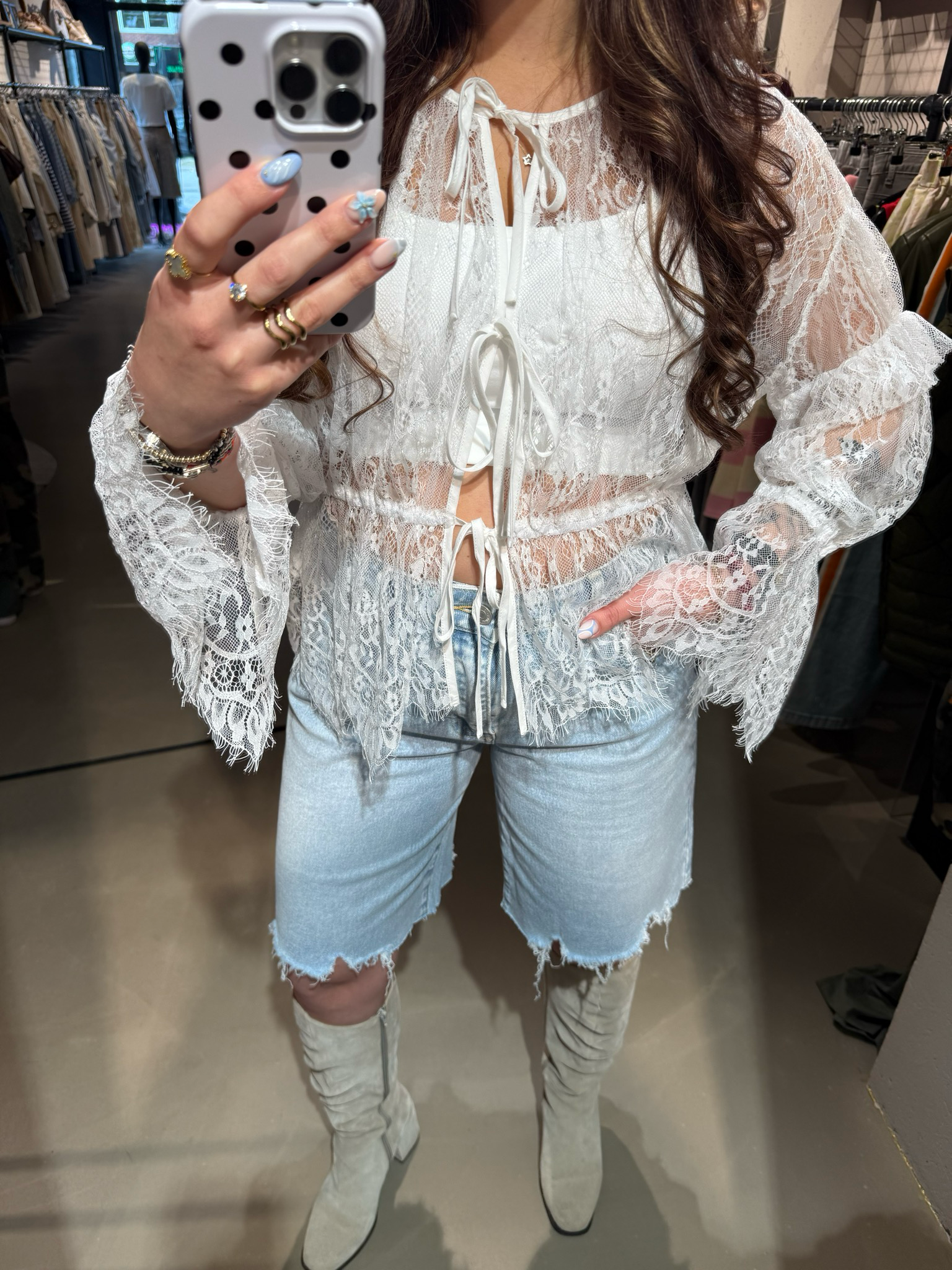 Georgie lace festival blouse met strik