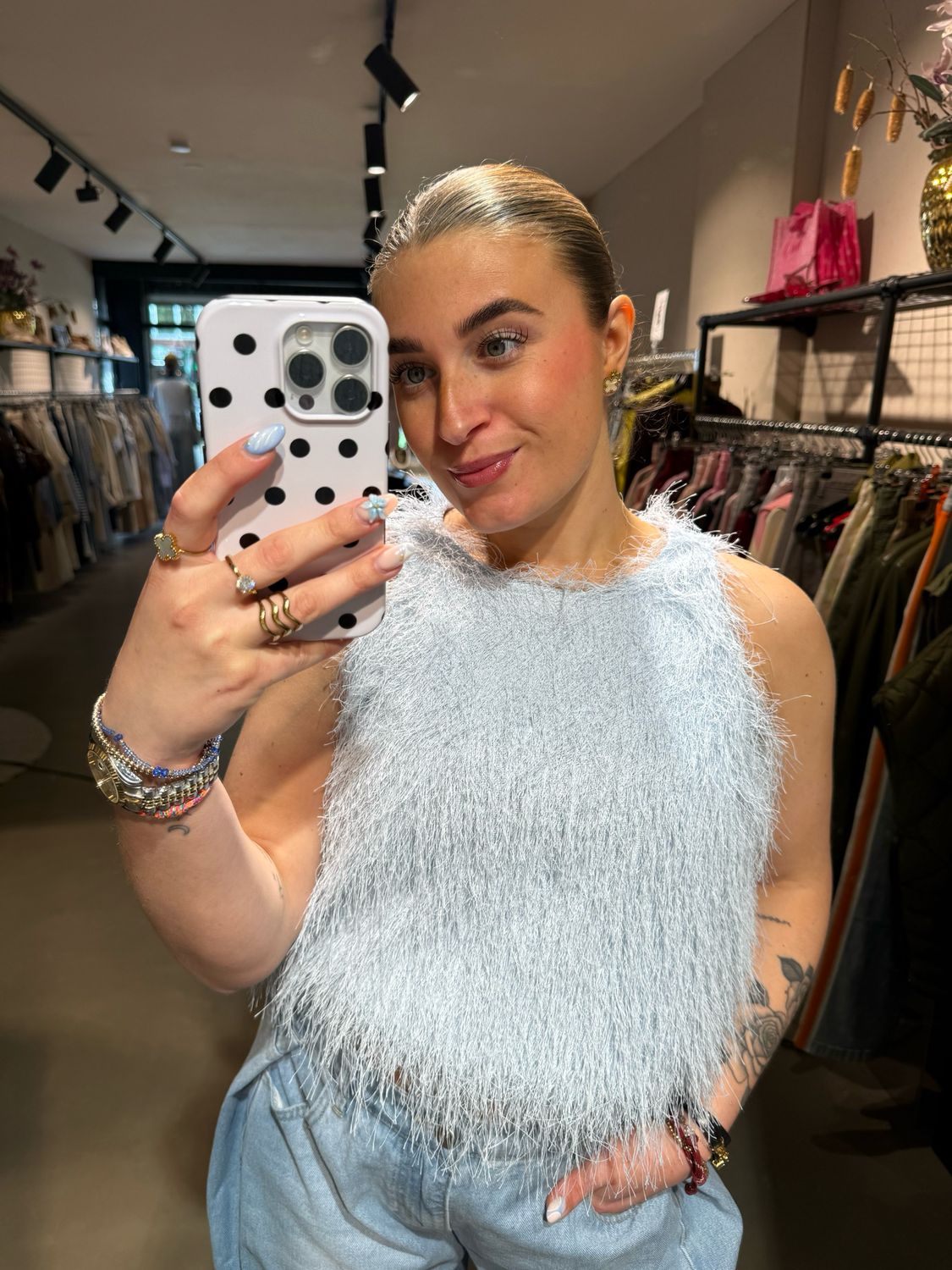 Loes fluffy top baby blue