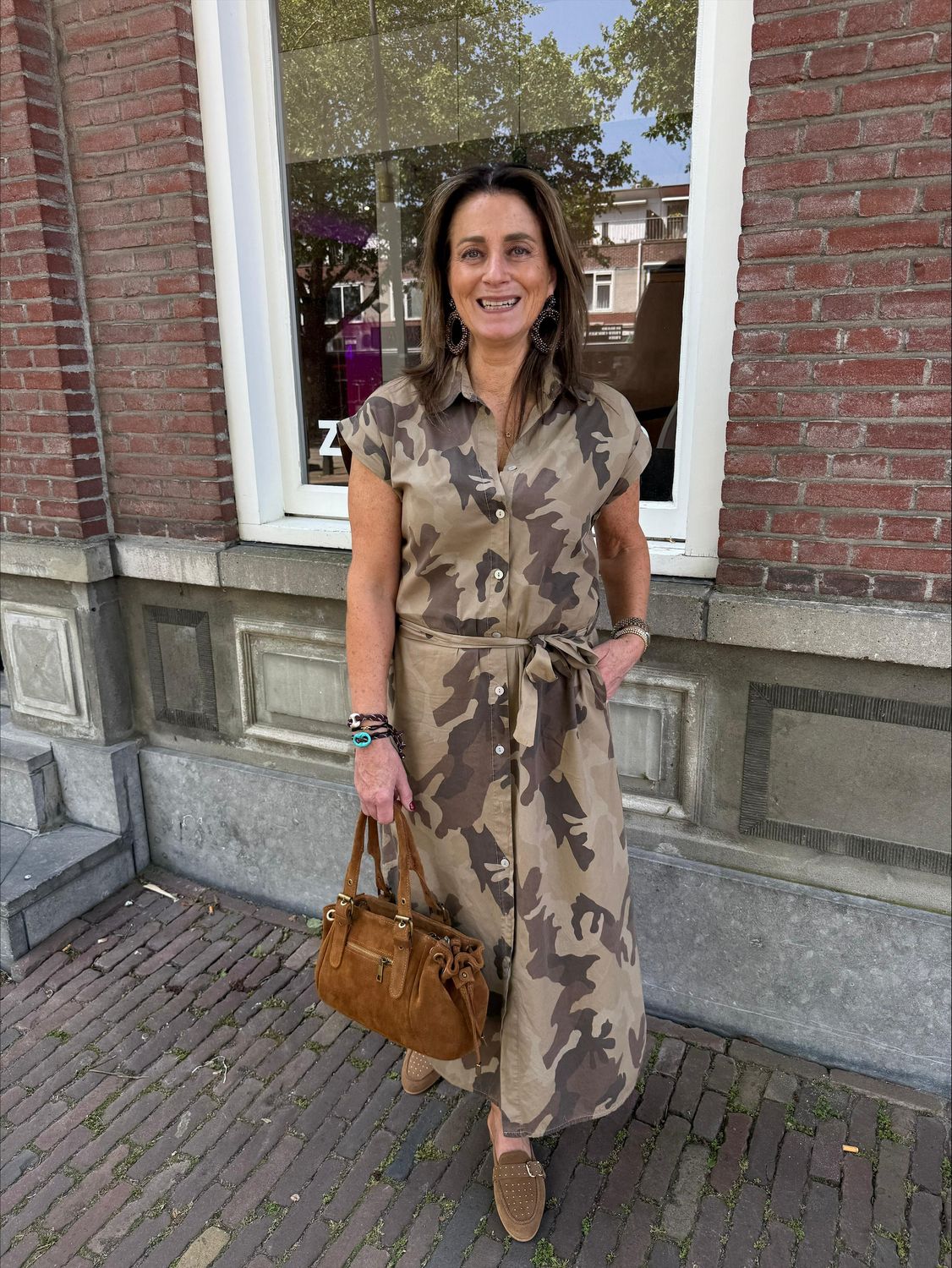 Jane camo jurk beige/brown Jane camo jurk beige/brown