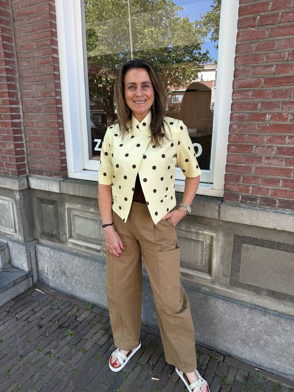 AMBIKA Puca polka dot blazer geel / bruin