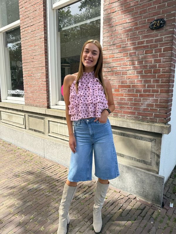Amber A-lijn blouse polka dot roze