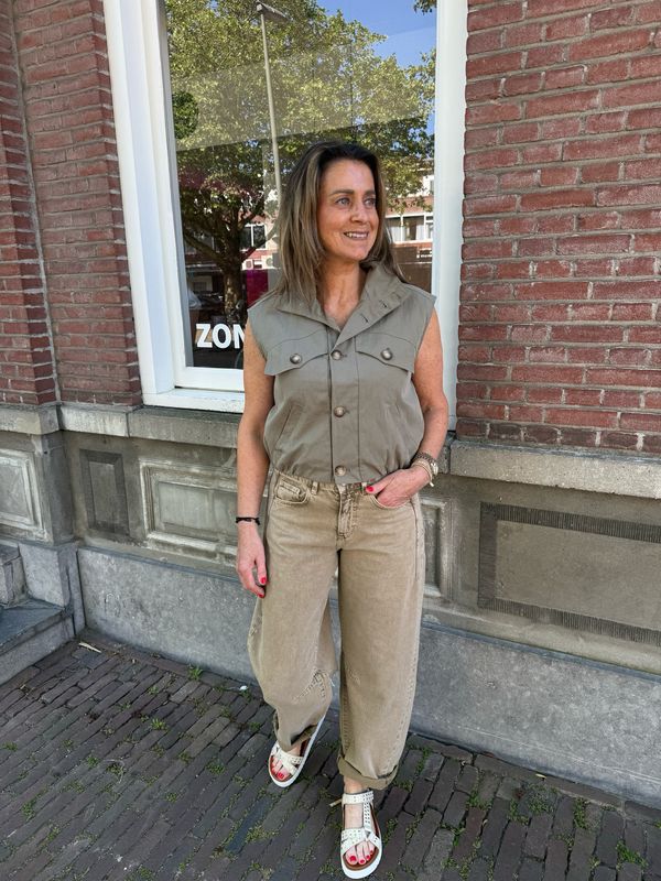 Aurelia cropped blouse/gilet army green