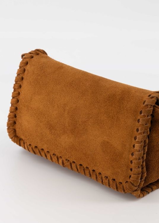 Romee suede leren cognac crossbody tas