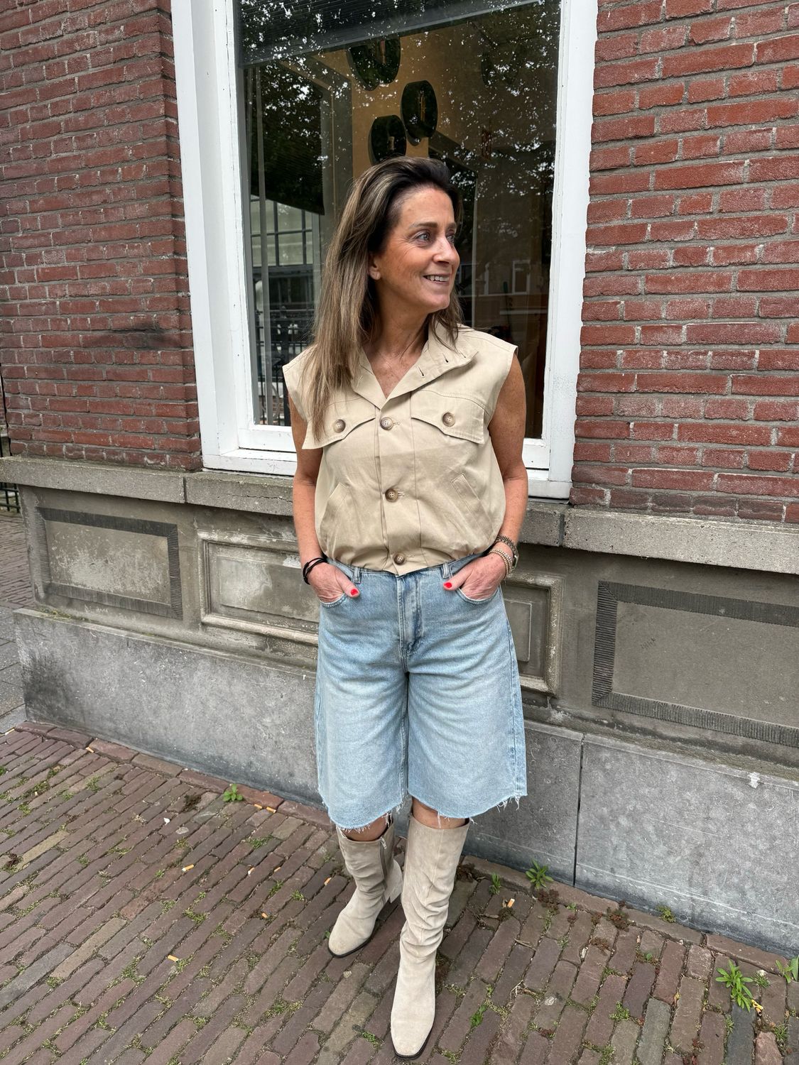 Aurelia cropped blouse/gilet beige Aurelia cropped blouse/gilet beige