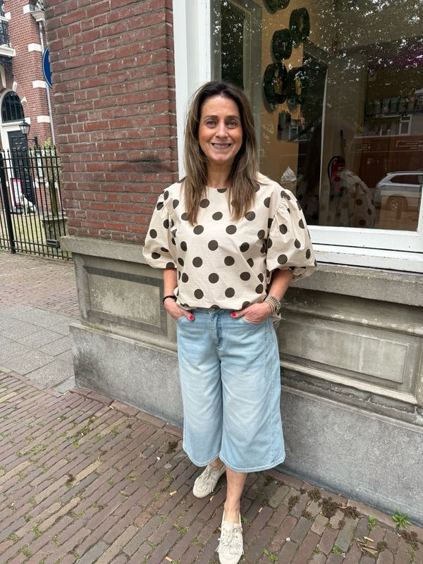 Dani polka dot blouse beige/army green