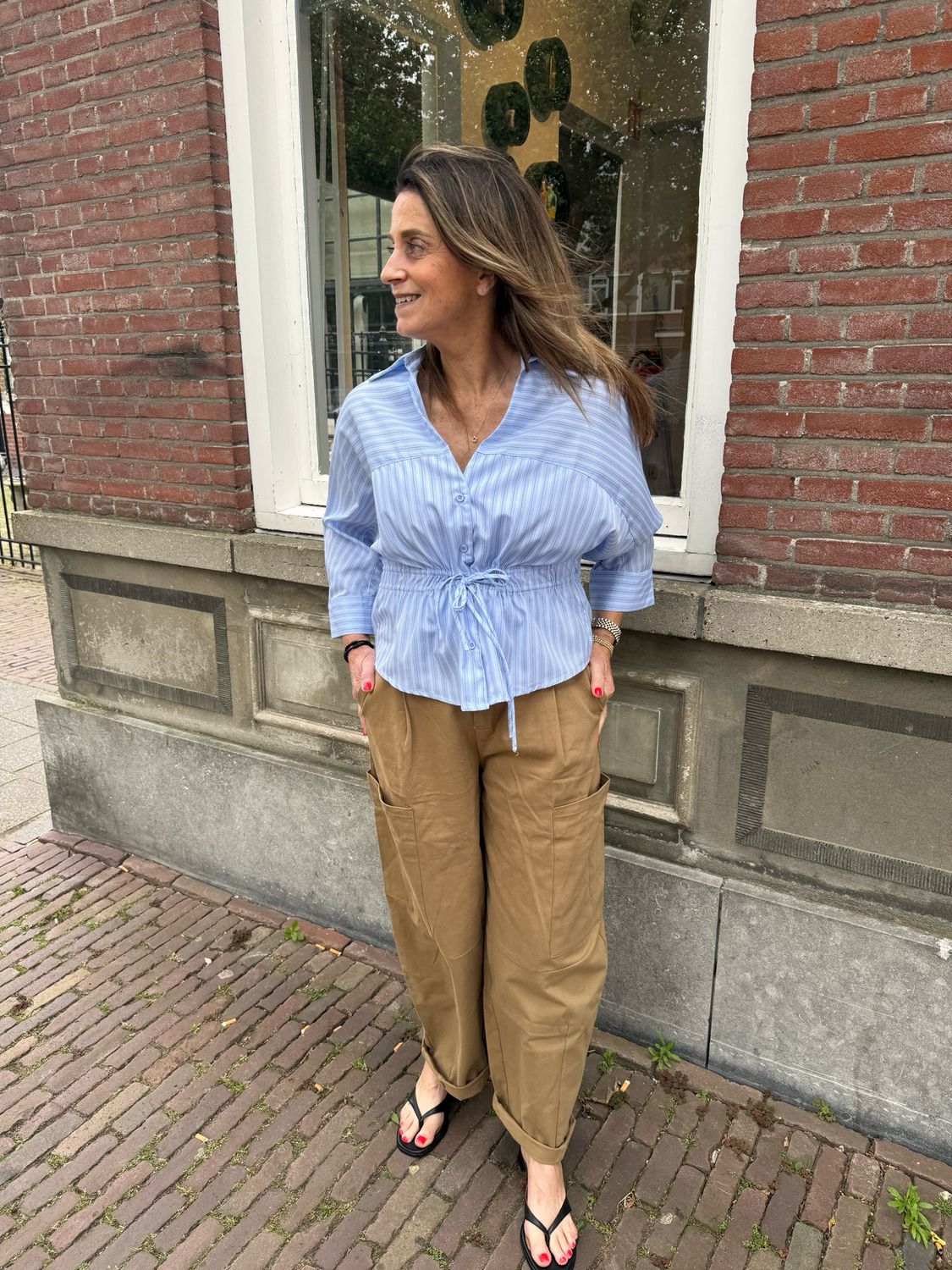 Mira gestreepte blouse blauw/wit