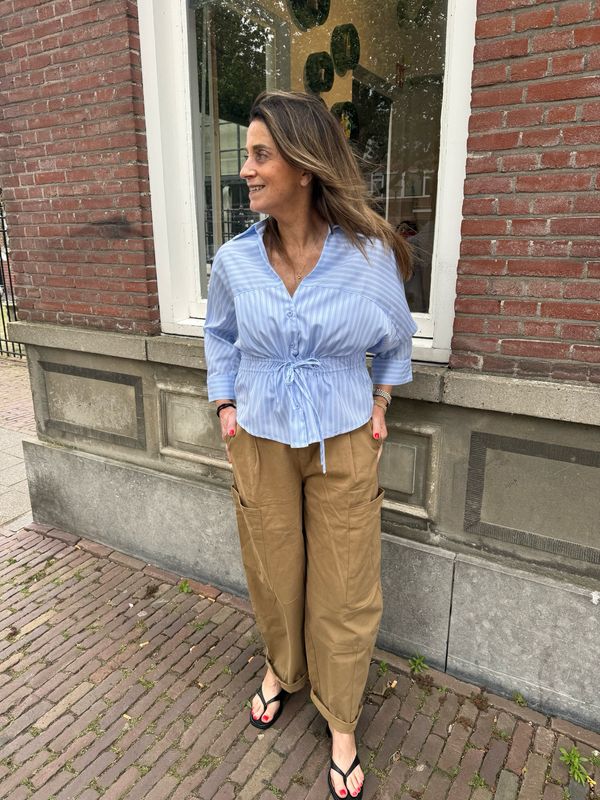 Mira gestreepte blouse blauw/wit